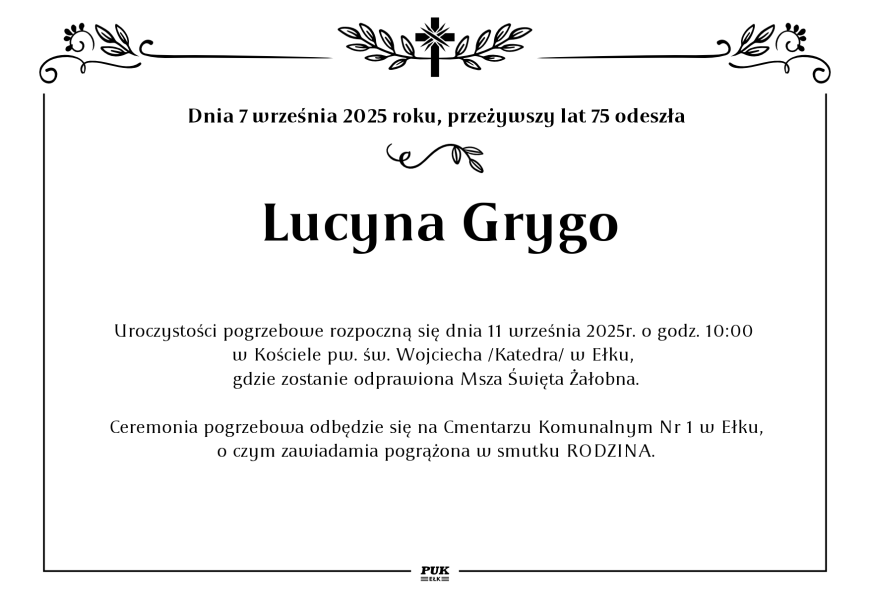 Lucyna Grygo - nekrolog
